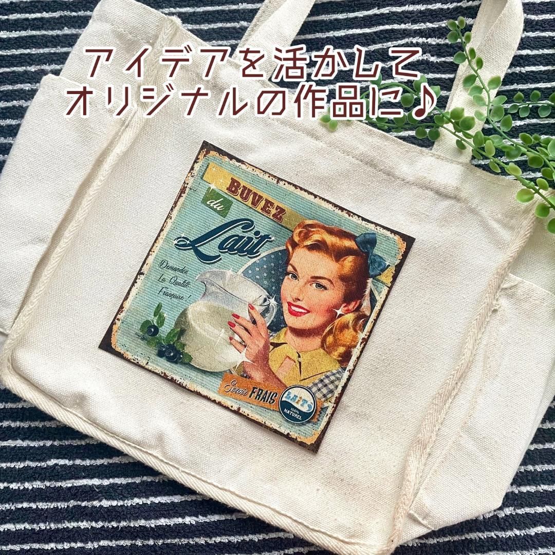 パネル生地 レトロアメリカン キャンバス デザインワッペン