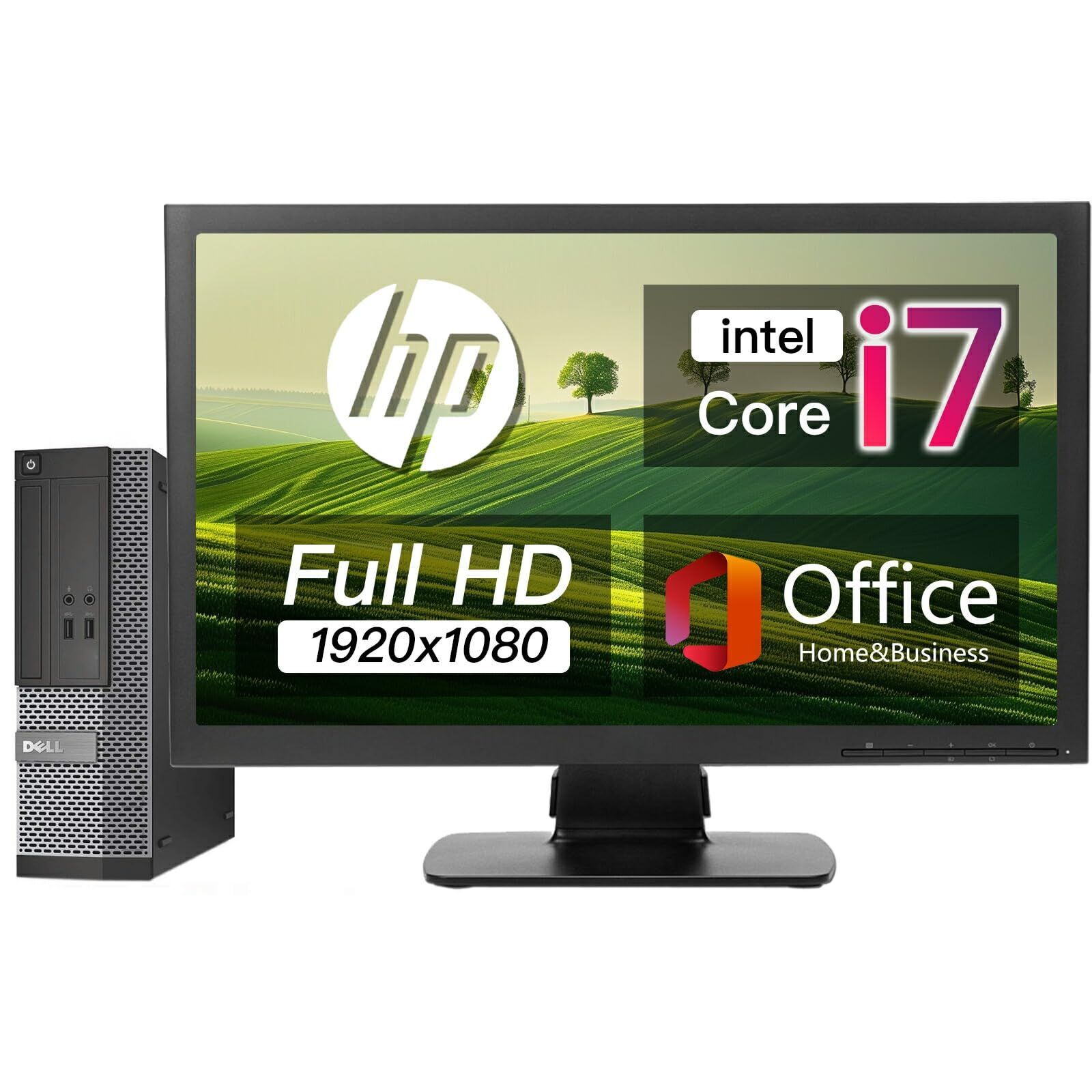 【数量限定】【整備済み品】 Dell【intel i7 デスクトップ& 21.5インチ液晶PCセット】OptiPlex 7020/9020SFF、MS Office 2019 Home&Business(永続版)搭載/Windows 11 Pro/メモリ16G