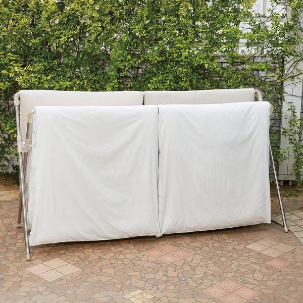 4営業日で発送 ベストコ ステンレス 布団干し 縦横伸縮 布団4枚が干せる 幅144～235×奥行71×高さ99～139cm ライトグレー NY-273