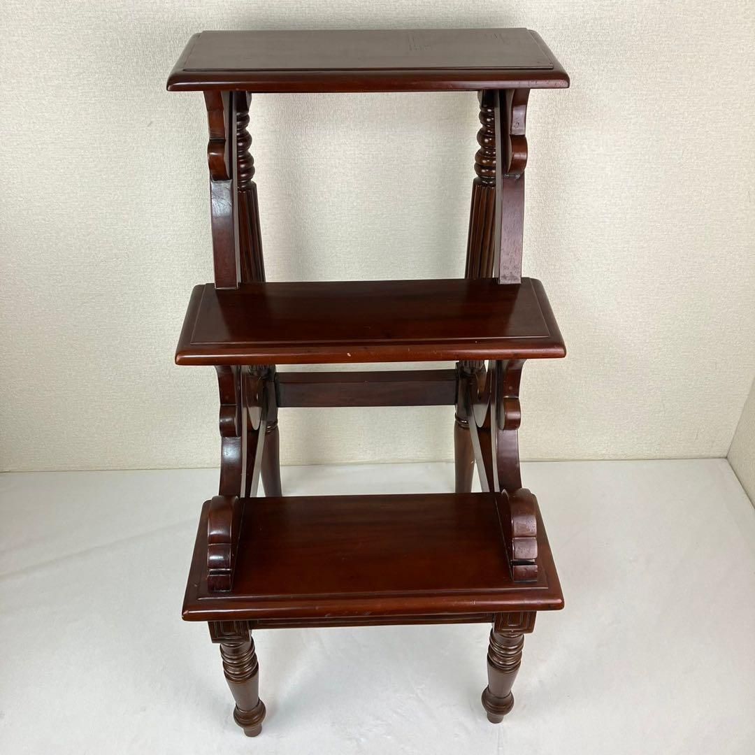 英国 クラシック ライブラリー ステップ踏み台 脚立 飾り棚 ディスプレイ 木製 英国 イギリス クラシック ライブラリー ステップ踏み台 脚立