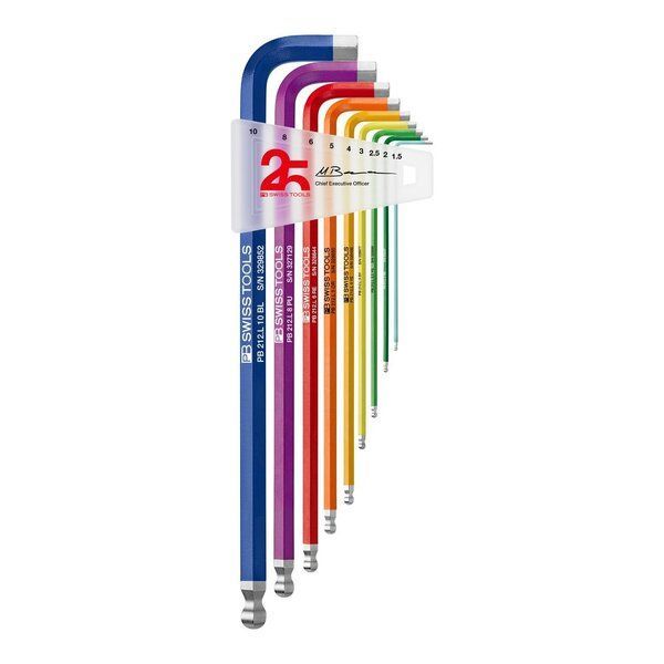 PB SWISS TOOLS ピービースイスツールズ 25周年記念 品 ボール付 ロングタイプ レインボー六角棒レンチセット 212.LH-10RB25YCN