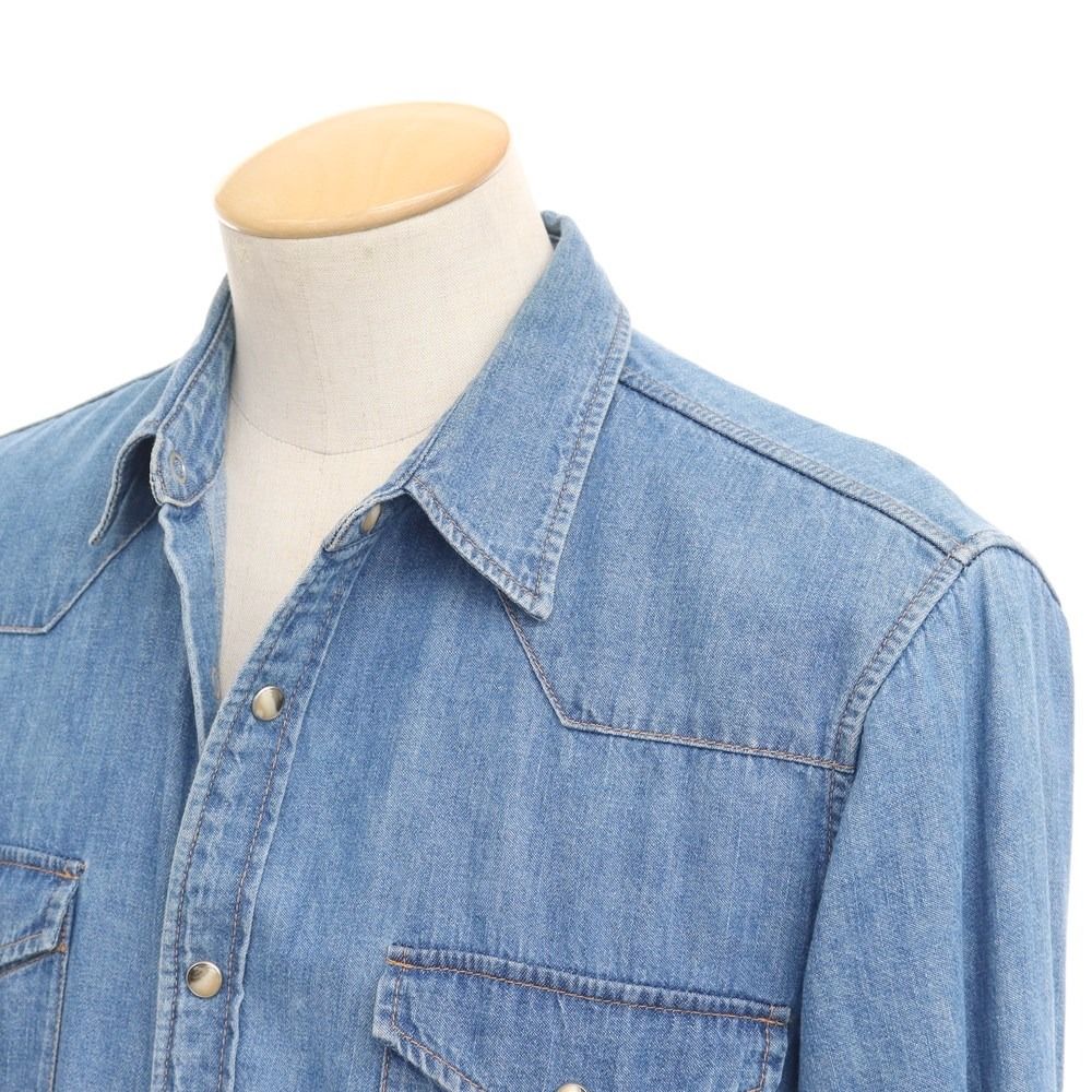 セリーヌ CELINE ダンガリー ウエスタンシャツ ライトブルー 中古】セリーヌ CELINE ダンガリー ウエスタンシャツ ブルー【サイズS
