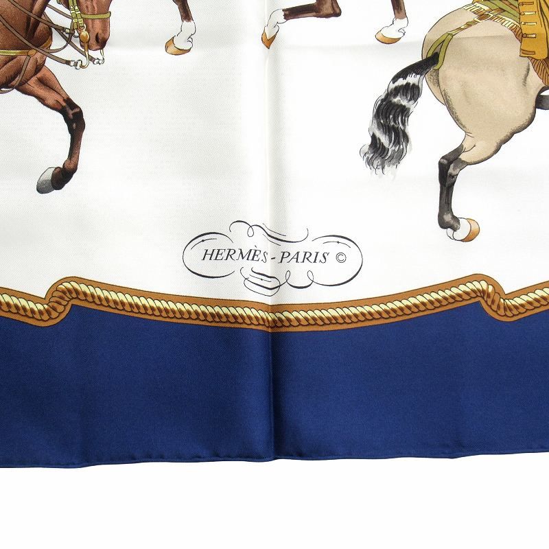美品 エルメス vintage HERMES カレ 90 乗馬風景 大判 スカーフ