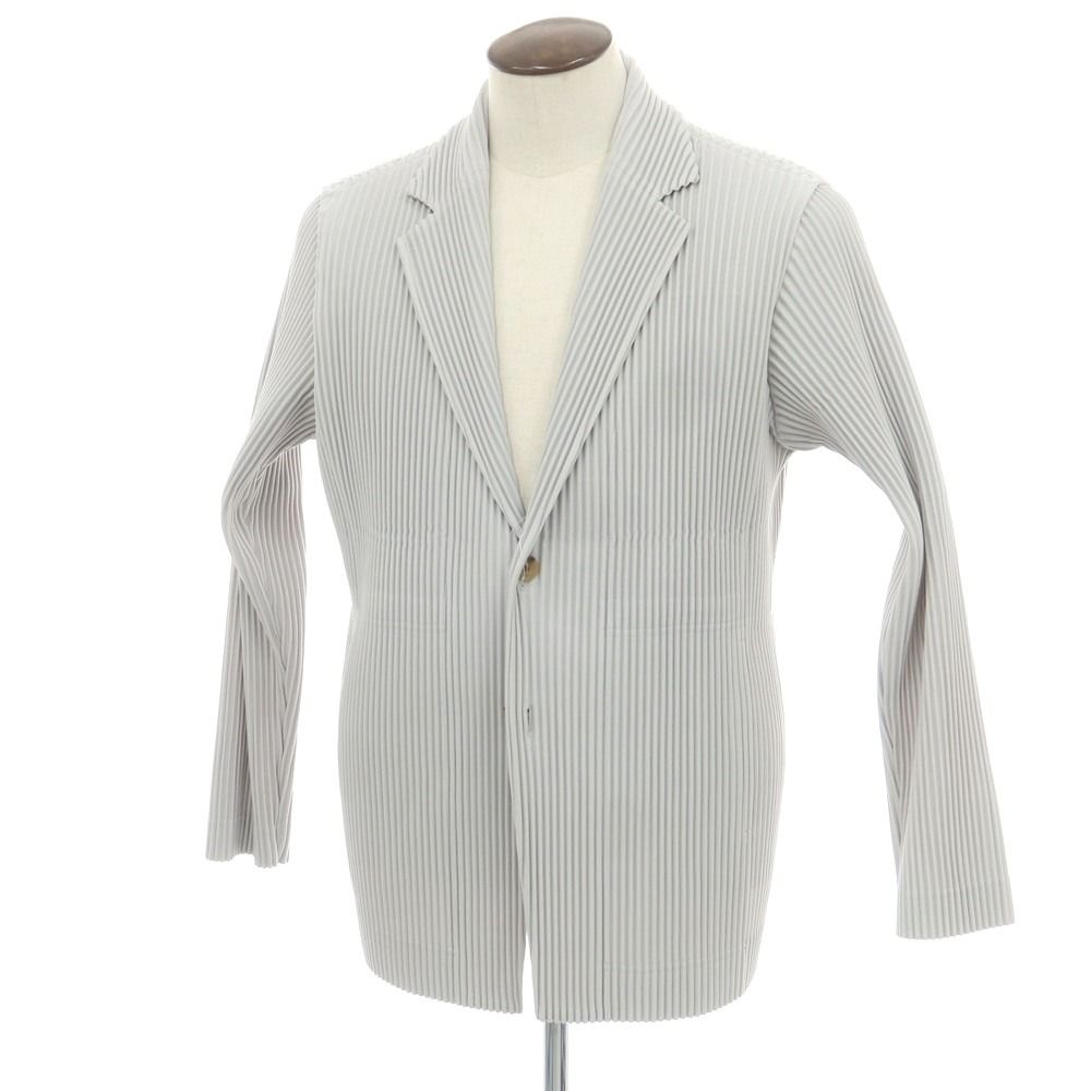 オム プリッセ イッセイミヤケ HOMME PLISSE ISSEY MIYAKE プリーツ加工 ポリエステル カジュアルジャケット ライトグレー サイズ3 メンズ