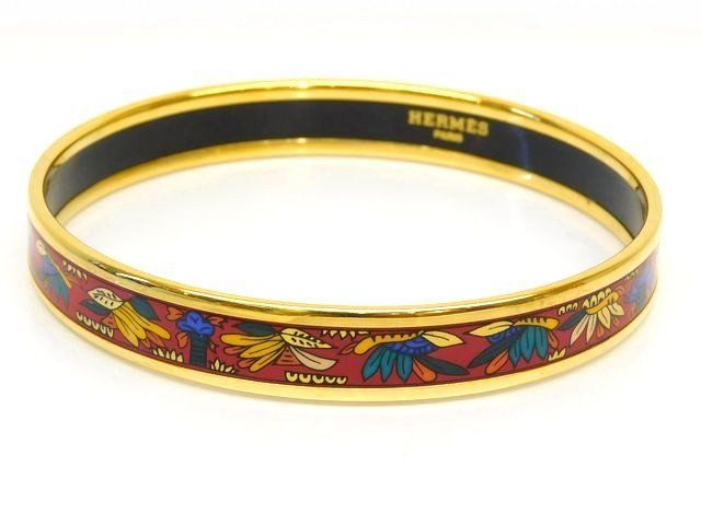 HERMES|エルメス バングル エマイユ PM レッド×ゴールド系 レディース ブレス □7E