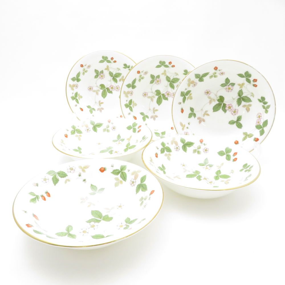 WEDGWOOD ウェッジウッド ワイルドストロベリー ボウル 6枚 セット 15cmプレート サラダソーサー 黒壺 SC8790U2