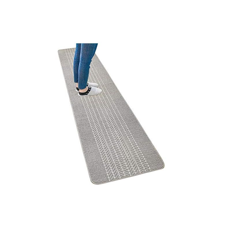 オカ OKA 優踏生洗いやすい キッチンマット 約60cm×270cm グレー ヘリンボン 洗える 軽量 滑り止め クッション 0