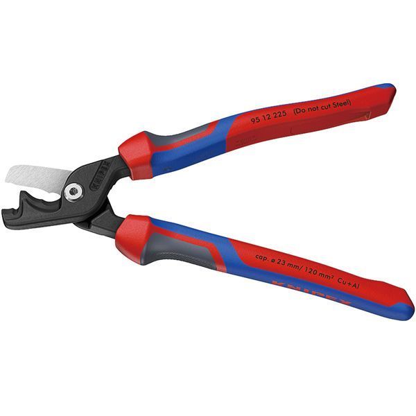 KNIPEX クニペックス ケーブルカッター ステップカットXL 3K プラスチックコーティング 全長225mm サイズW225×D60×H25mm パック入 9512-225SB