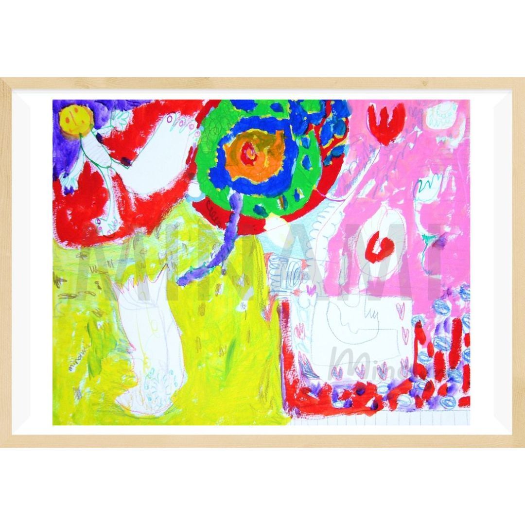 【ユニークな世界】個性的で自由な発想を尊重する方にぴったり！ プリントアート作品証明書付 絵画 芸術 パステル インテリア