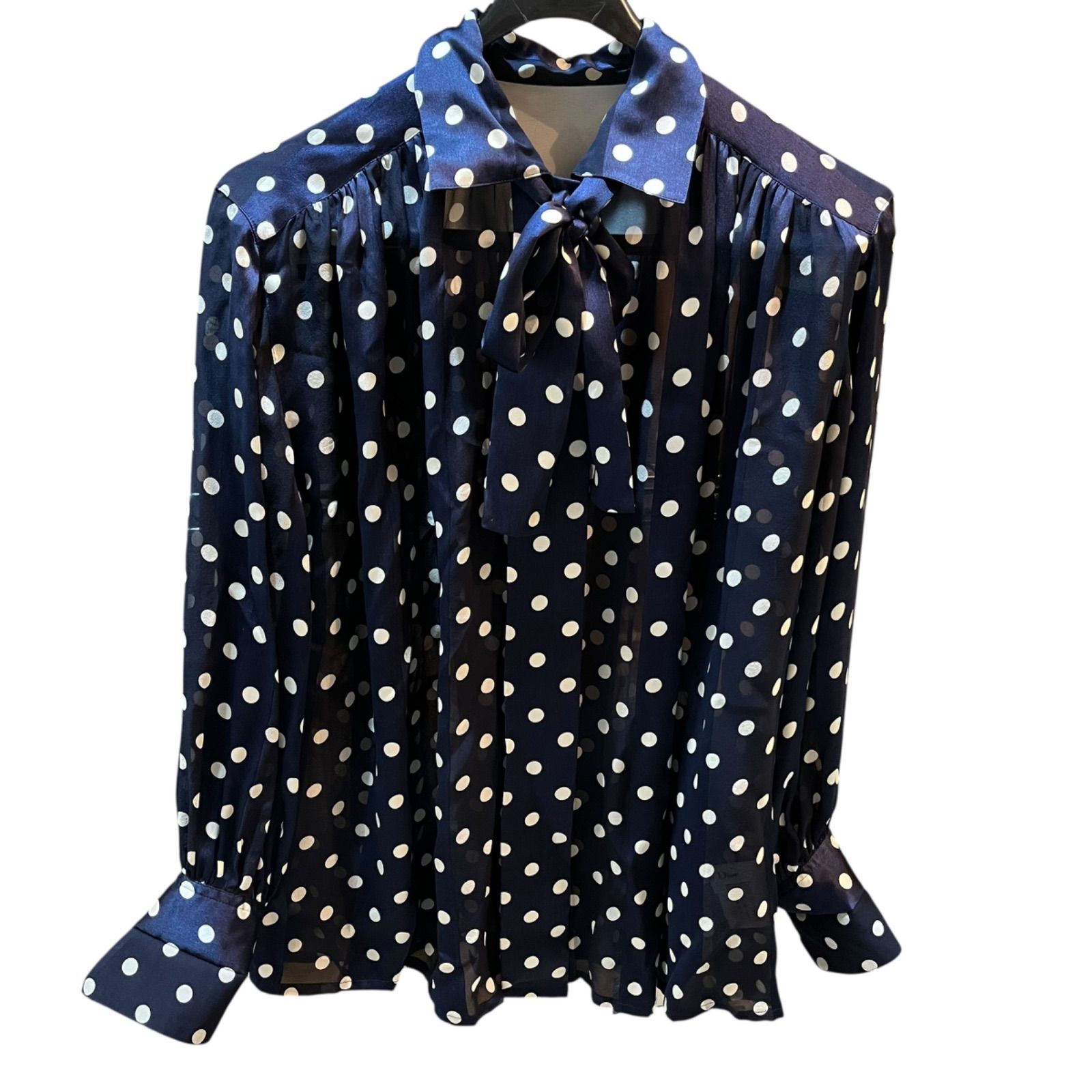 クリスチャンディオール ボウタイブラウス 90´s シルク100% マルチ