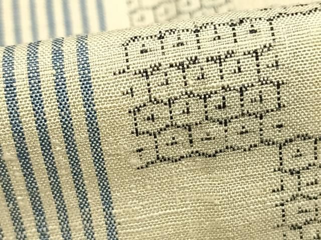 平和屋着物▽結城紬 奥順 はたおり娘 単衣 80亀甲 縞 正絹 逸品