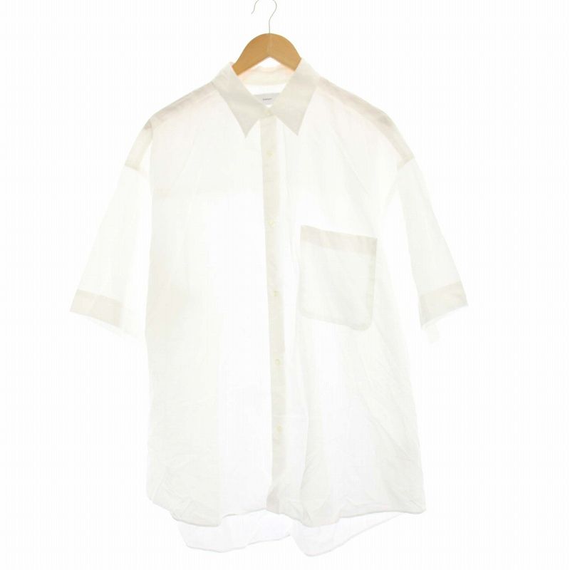 グラフペーパー Graphpaper 23SS Broad S|S Oversized Regular Collar Shirt ブロード オーバーサイズ レギュラー シャツ 半袖 F 白 GM231-50082B |KH