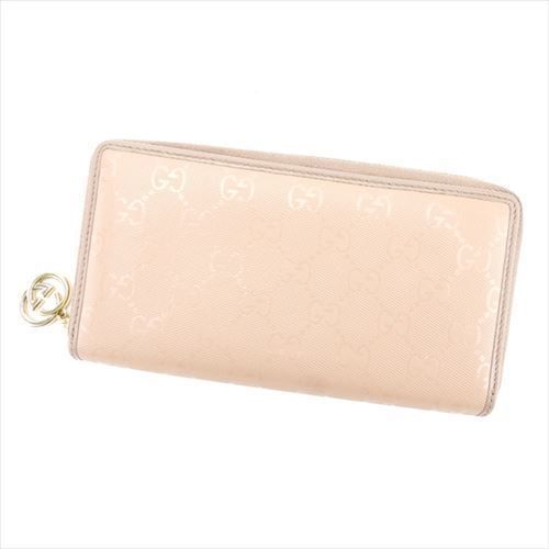 グッチ 長財布 ラウンドファスナー GG柄 ベージュ PVC×レザー GUCCI 長