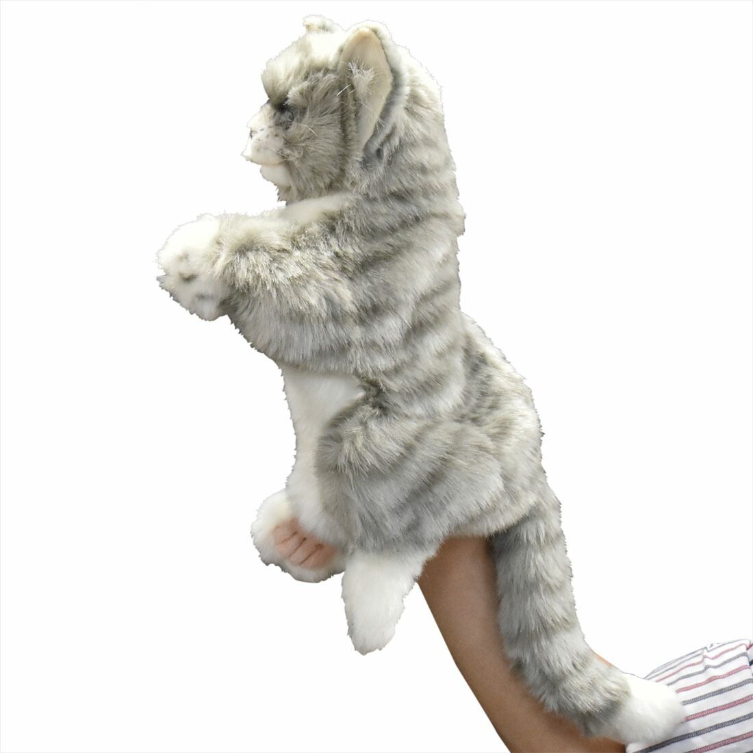 HANSA 7163 ネコ グレー30 ハンドパペット 全長：30cm CAT JACQU HP