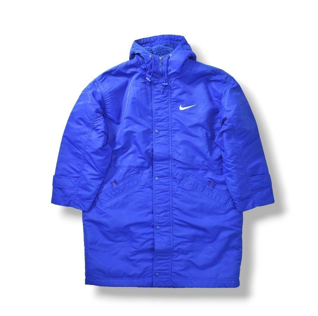 銀タグ】 90s ナイキ NIKE バックロゴ 裏ボア ナイロン コート L 青 - メルカリ