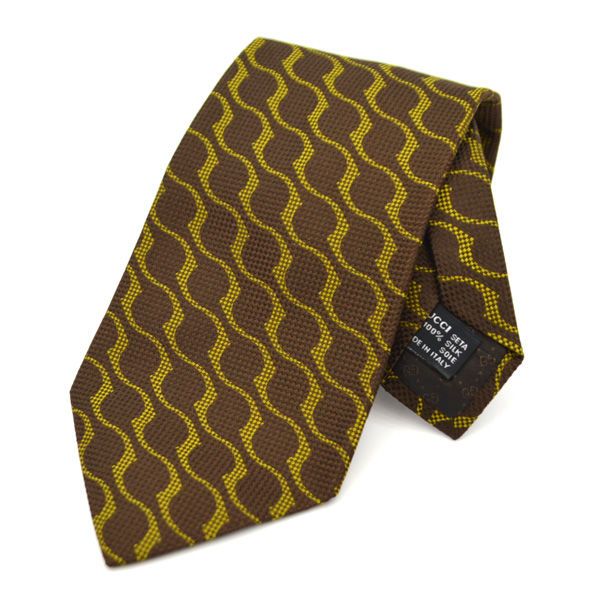 美品 GUCCI グッチ ネクタイ GG柄 インターロッキング ブラウン 茶色