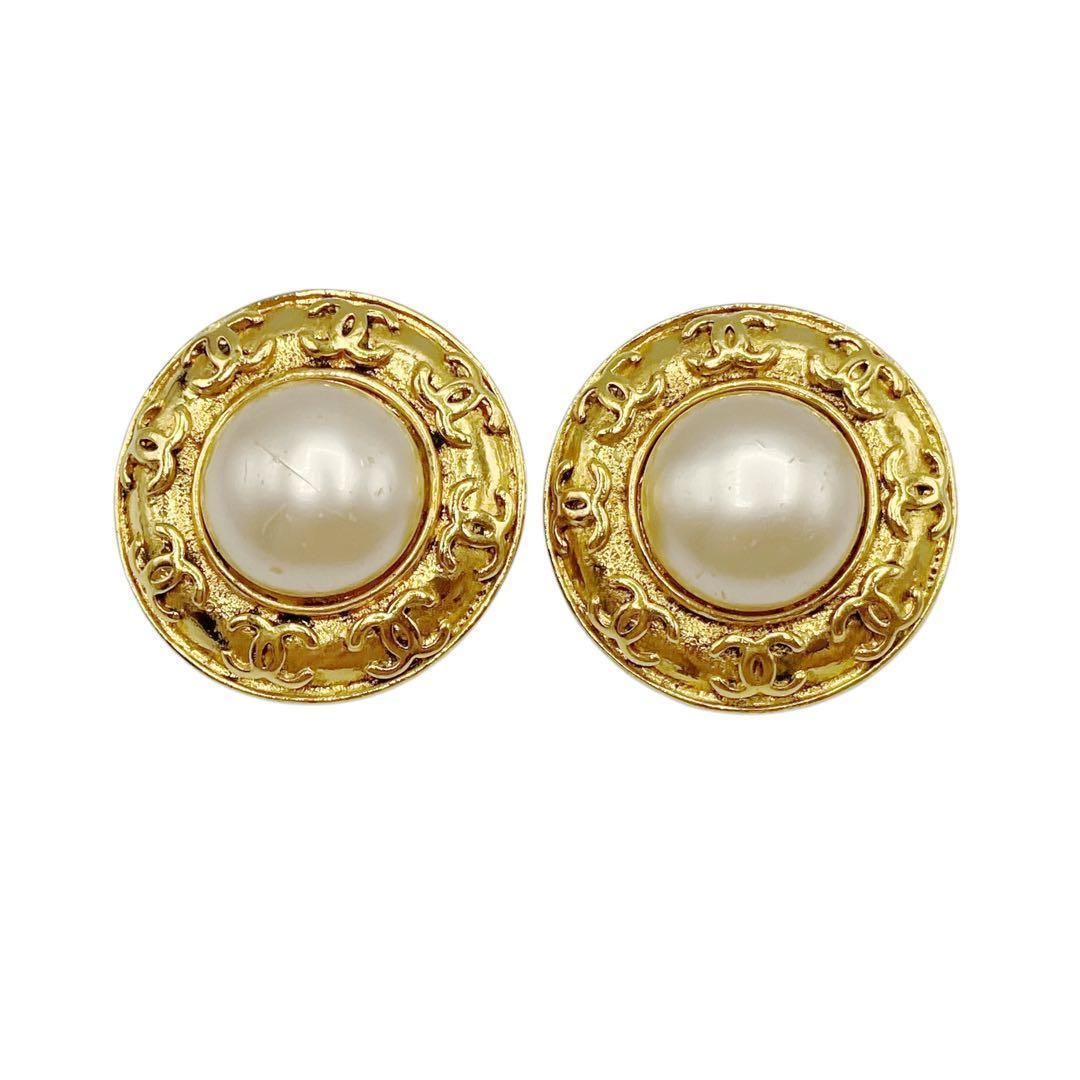 シャネル 94P フェイクパール ココマーク イヤリング