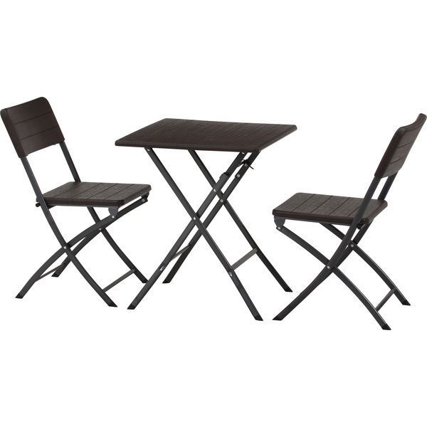 テーブル＆チェア 3点セット BRブラウン 木目調 組立品