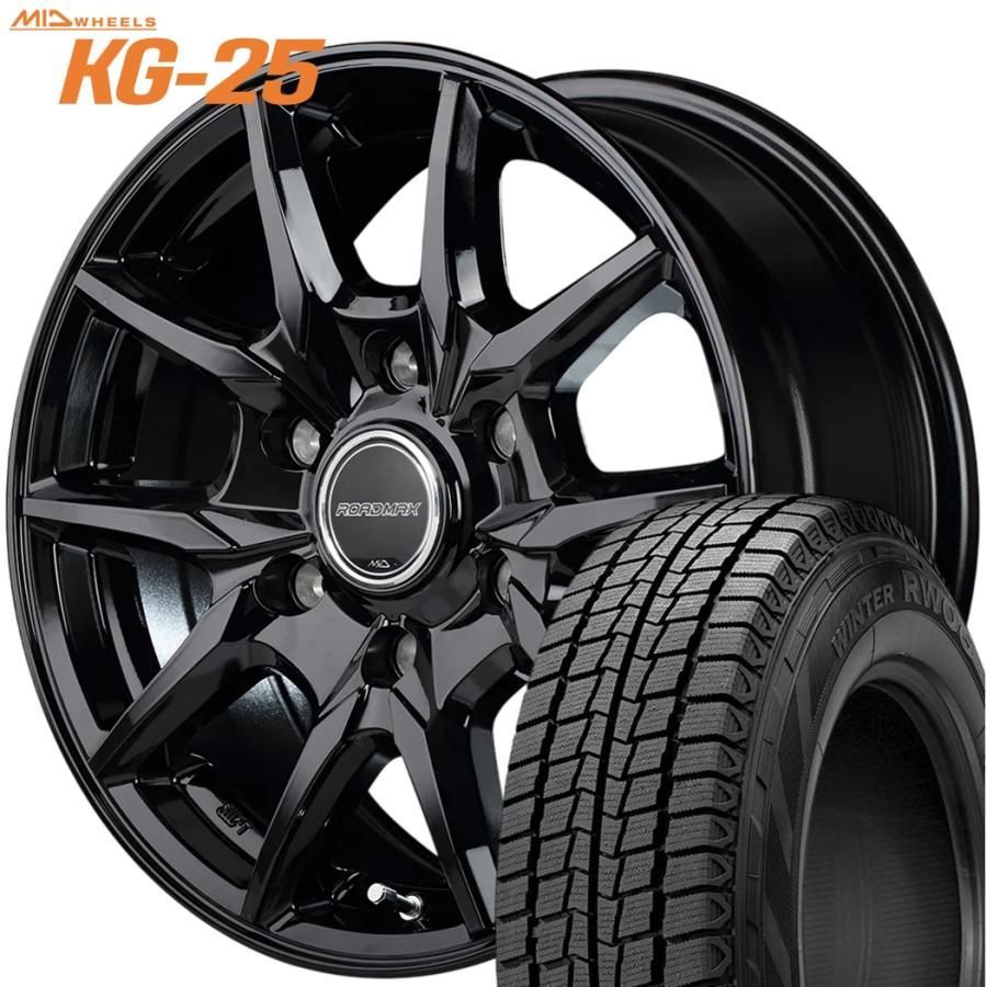 期間 スタッドレス MID ROADMAX KG-25 ロードマックスKG-25 15ｘ6.0 ＋33 6H 139.7 ブラック ｘ４本 製 ハンコック RW06 195 80R15
