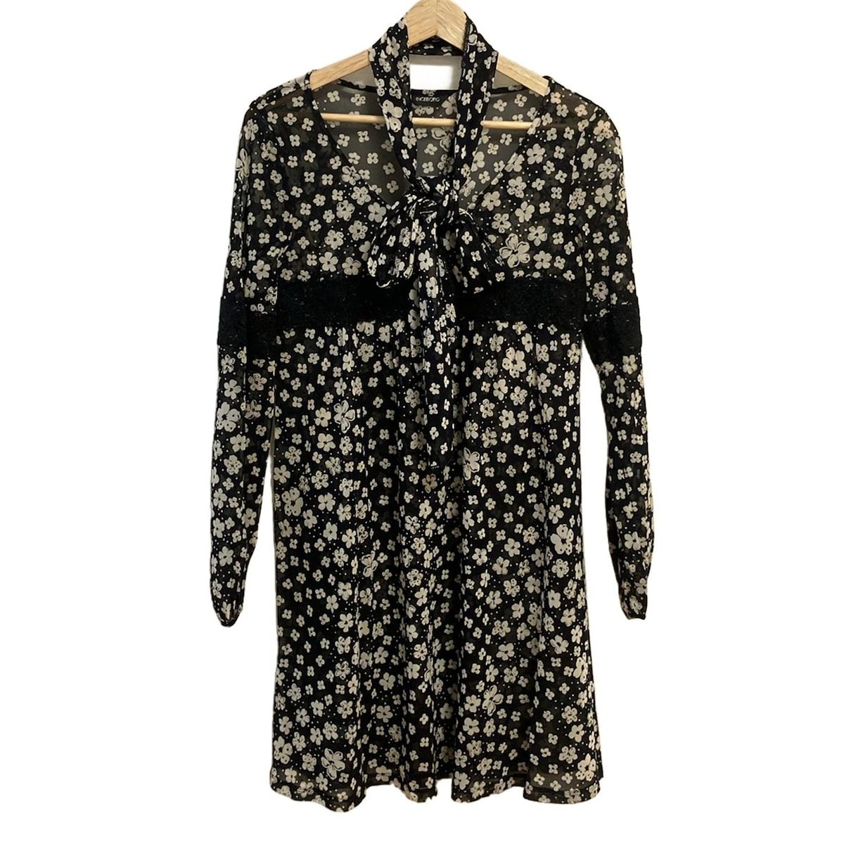 インゲボルグ 黒い花柄ワンピース インゲボルグ INGEBORG ワンピース