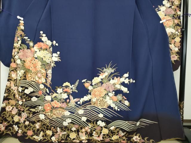 平和屋着物●豪華振袖　流水舞蝶花車文　暈し染め　金彩　正絹　逸品　未使用　DAAX4669ps 平和屋着物○豪華振袖 流水舞蝶花車文 暈し染め 金彩 正絹 逸品 未使用