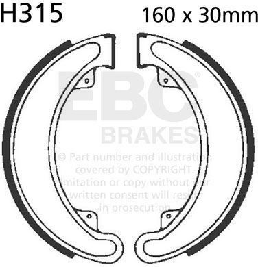 EBCブレーキ Plain モーターサイクル リプレイスメント ブレーキシューズ リア左側用 | H315