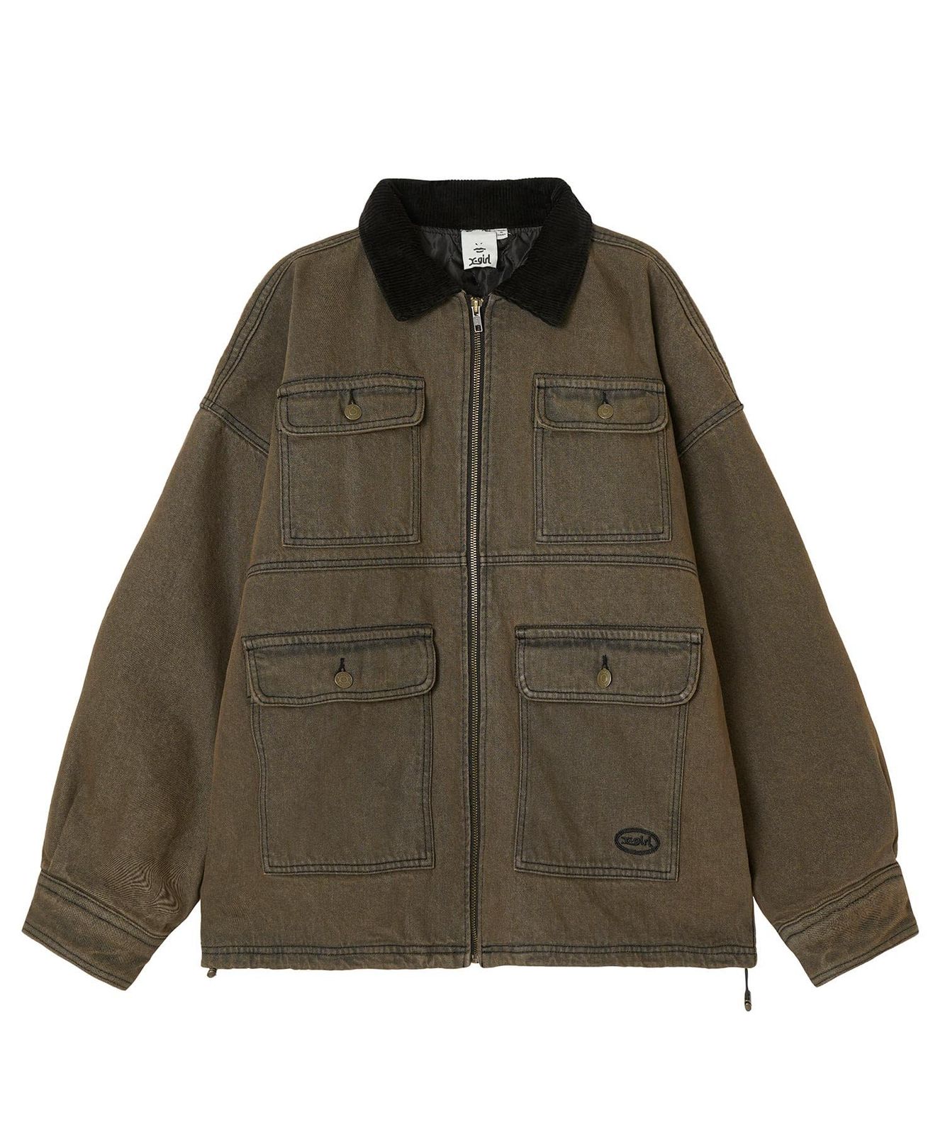 エックスガール アウター OVERDYED WORK JACKET レディース BROWN