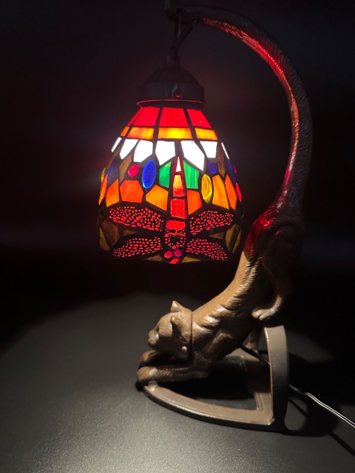 アンティーク ステンドグラス ランプ とんぼ模様 ティファニースタイル