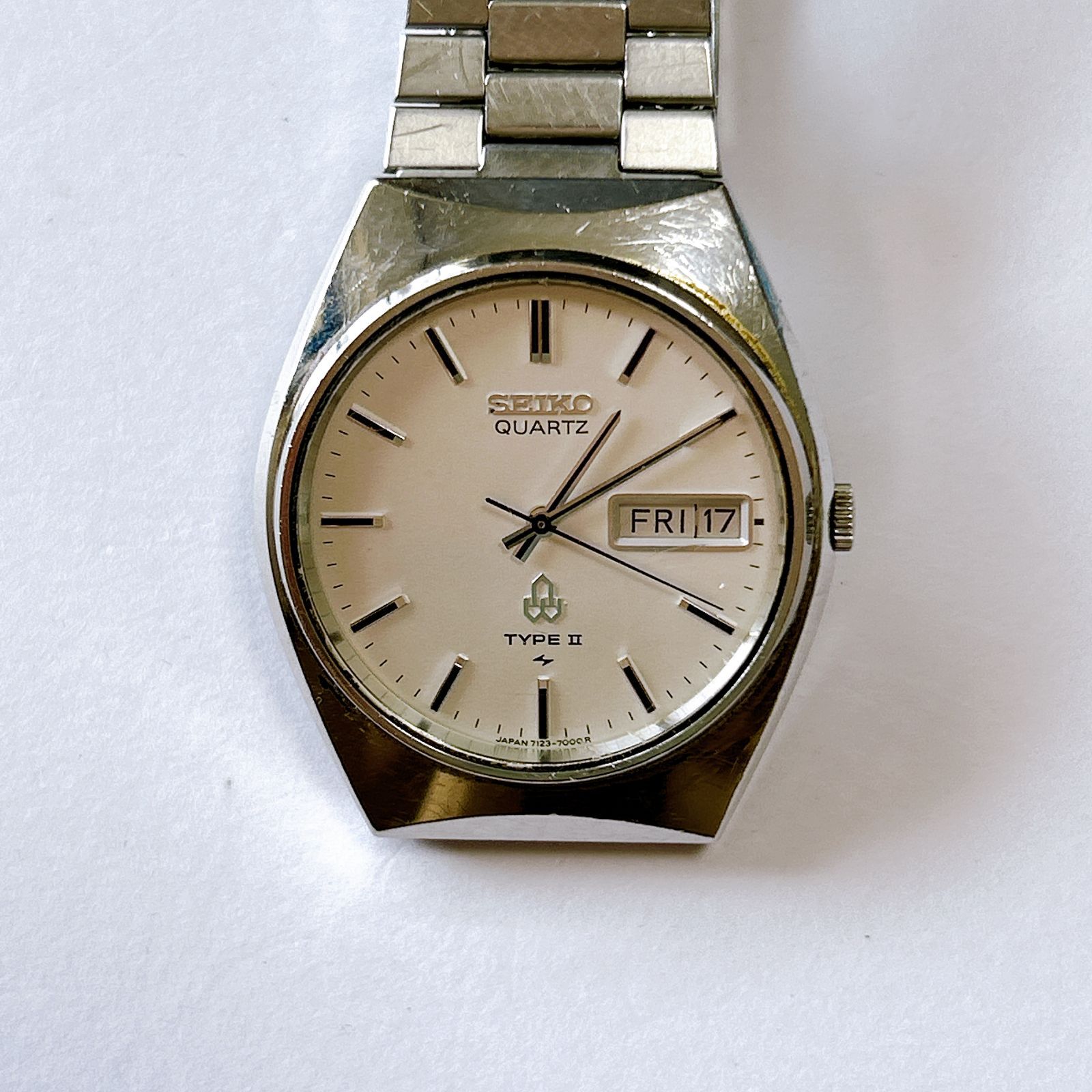 セイコー クォーツ TYPEⅡ メンズ シルバー 7123-7000 腕時計