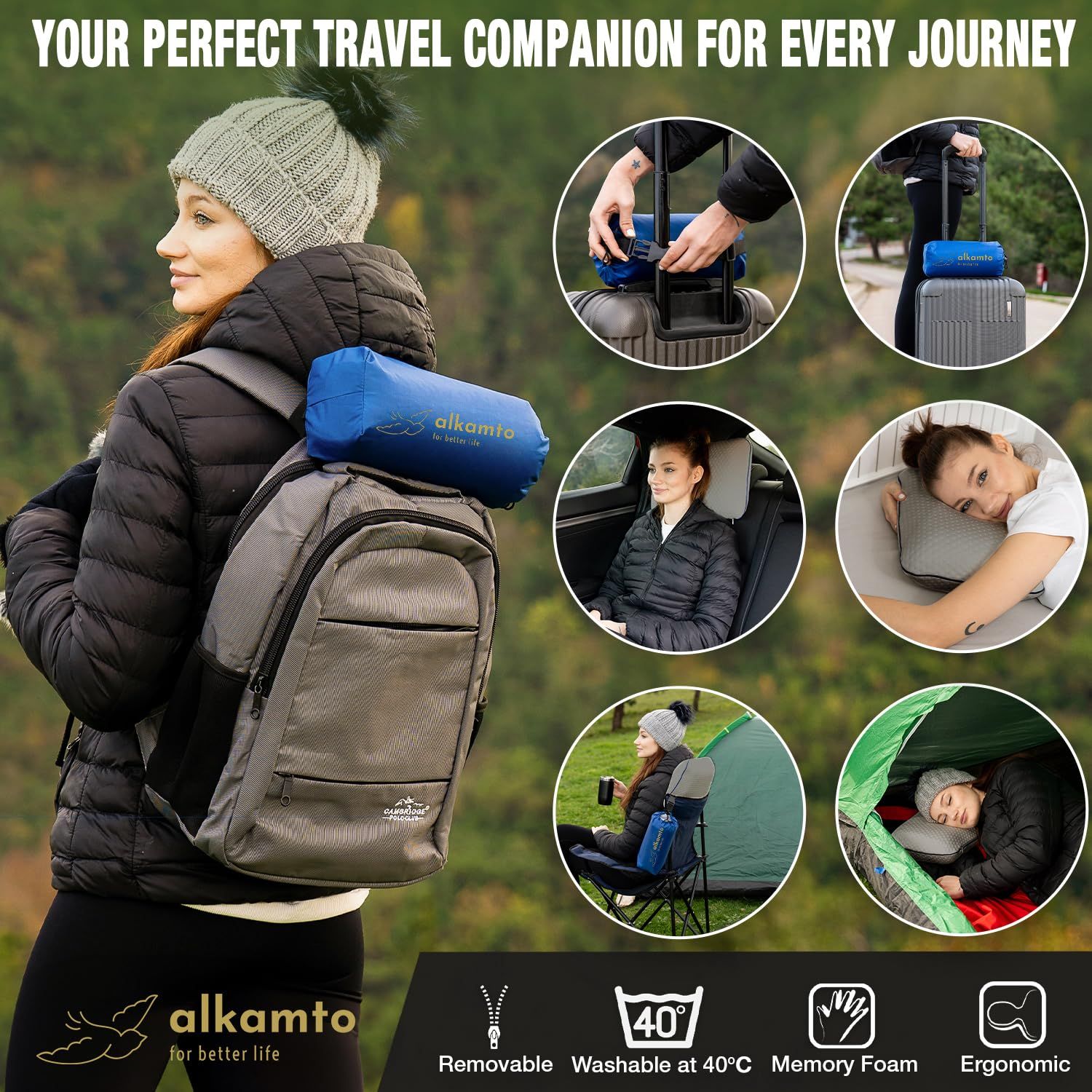alkamto トラベル＆キャンプ枕 低反発まくら ドイツBASF社製