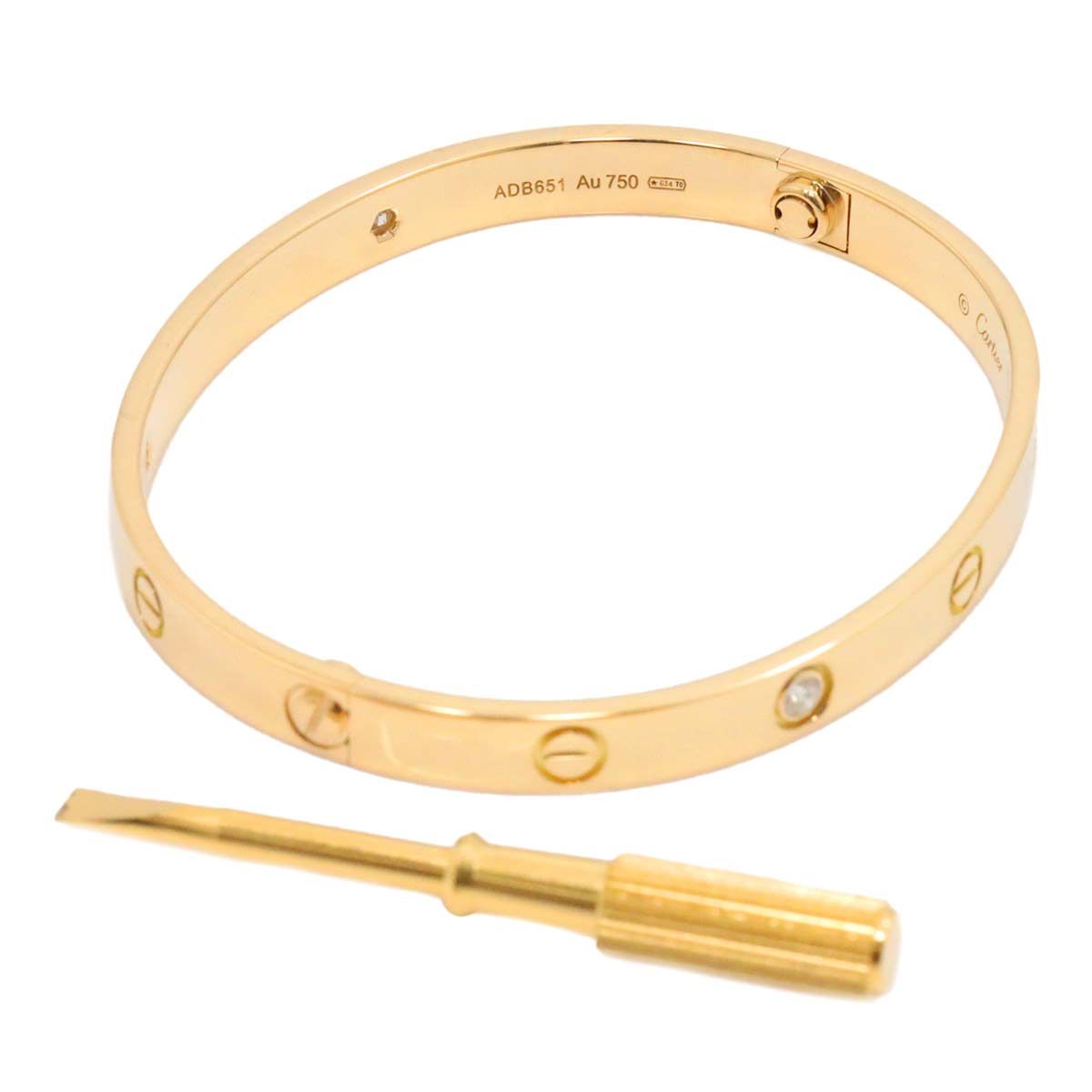 カルティエ Cartier ラブ ブレス ハーフ ダイヤ 4P #18 K18 YG 750 ブレスレット バングル Love Bracelet【 証明書付き】 90250667 - メルカリ