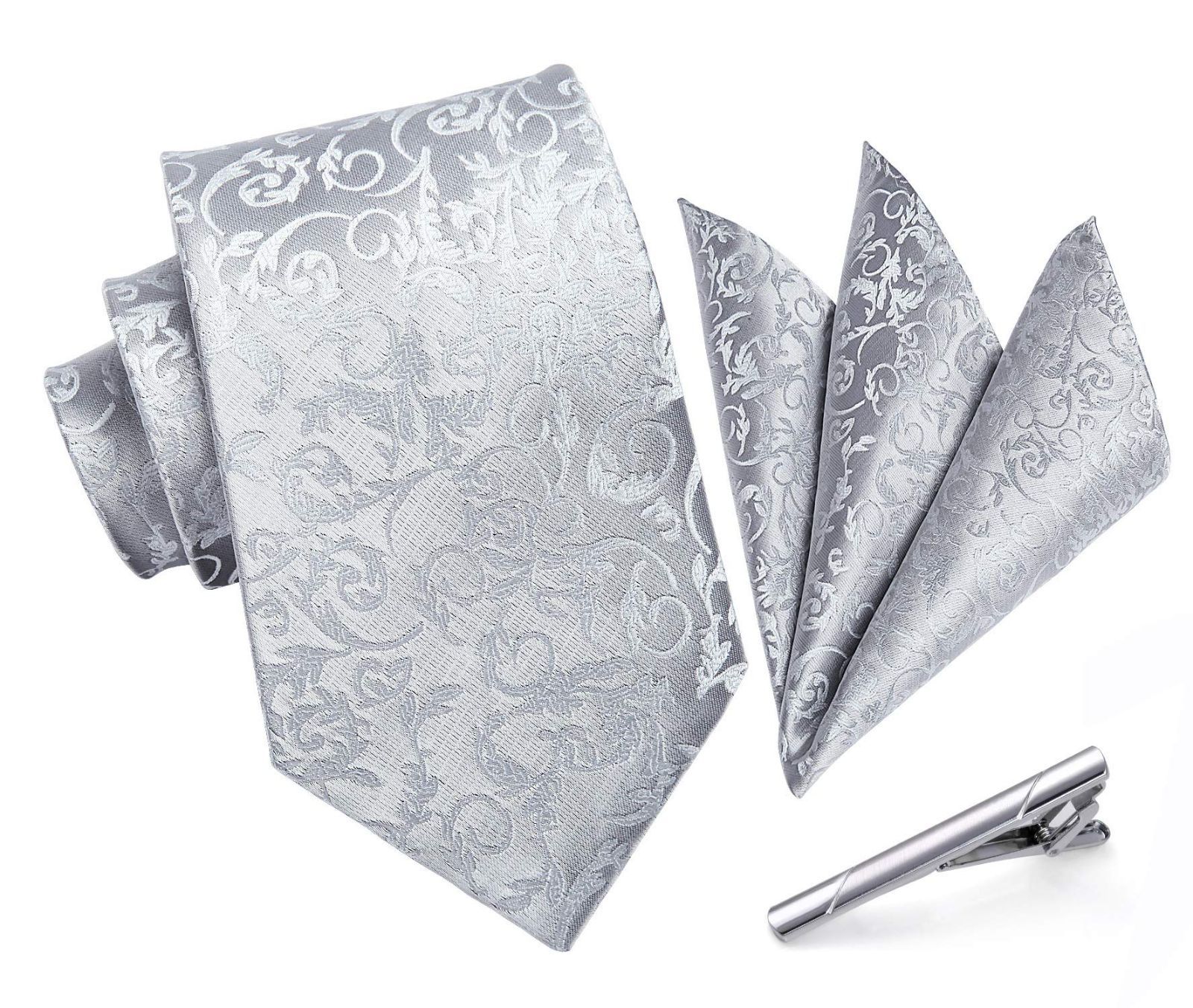 入学式 礼服用 紳士用 ギフトボックス付き タイクリップ 卒業式 3点セット ビジネス セット チーフ ネクタイ TA 001 S シルバー 結婚式 ネクタイメンズ フォーマル HISDERN
