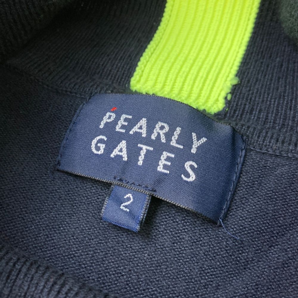 サイズ：2 PEARLY GATES パーリーゲイツ  タートルネック 長袖ニットセーター  ネイビー系 [240101474385] ゴルフウェア レディース ストスト サイズ：2 PEARLY GATES パーリーゲイツ タートルネック 長袖