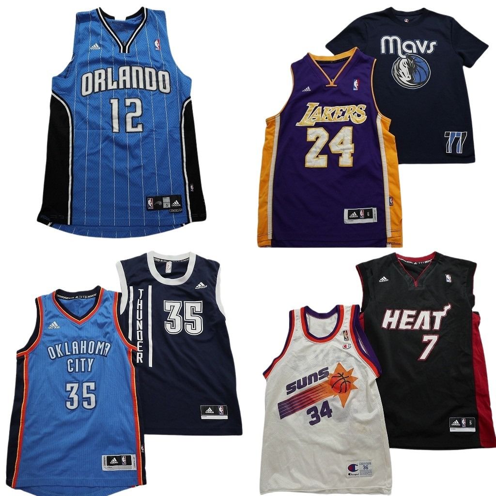 古着卸 まとめ売り プロチーム NBA ゲームシャツ 7枚セット (メンズ XS /Ｓ /36 ) レイカーズ オーランドマジック MT7234