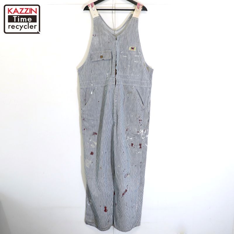 60s vintage GWG ヒッコリー ペンキ オーバーオール メンズ XLサイズ 