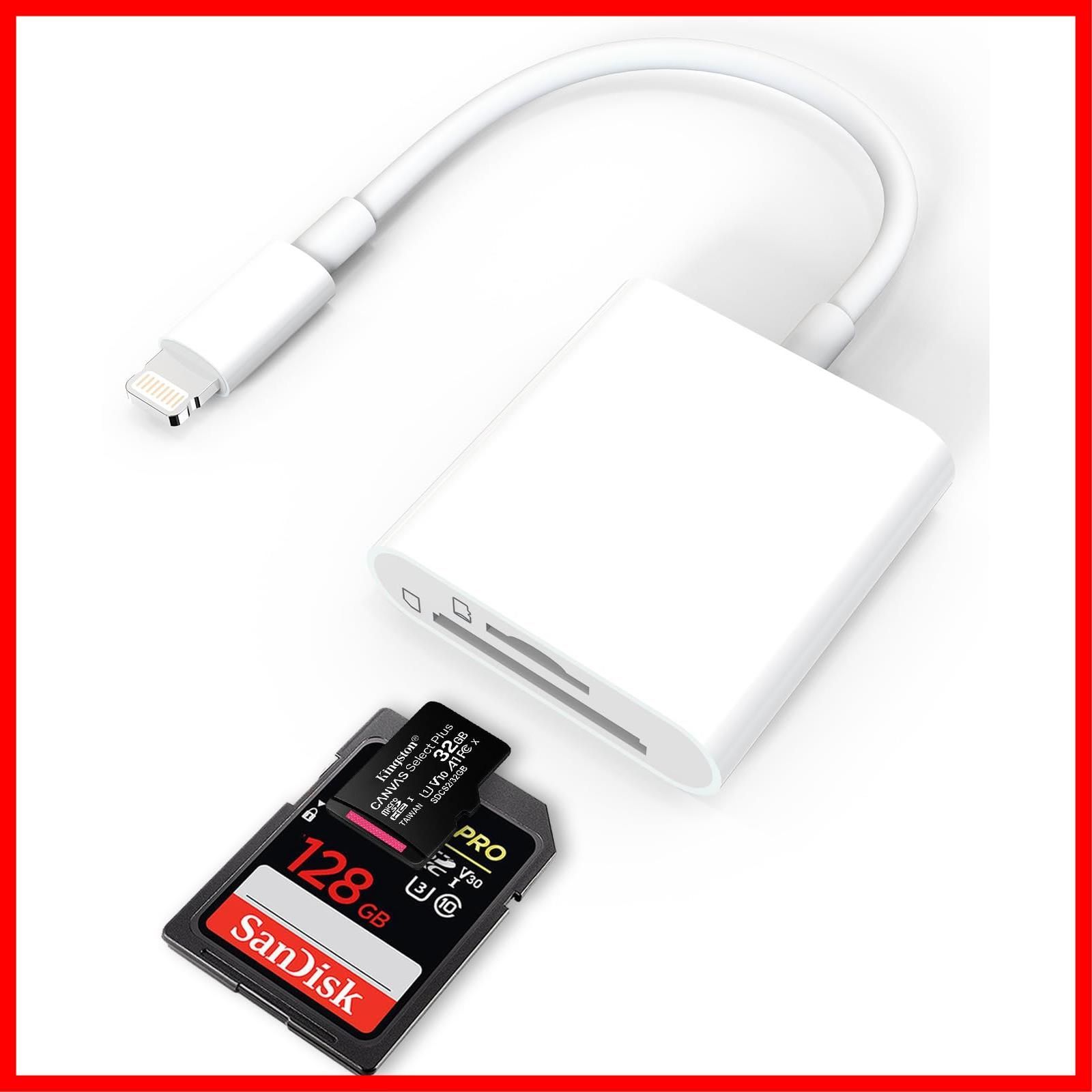 迅速発送最新MFi認証品iPhone SDカードリーダー 2in1 Lightning SD