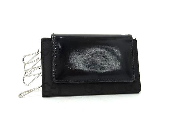 激レア GUCCI グッチ ケース ブラック レザー ロゴ 美品 GUCCI グッチ レザー×ナイロン GG柄 キーケース 鍵入れ レディース