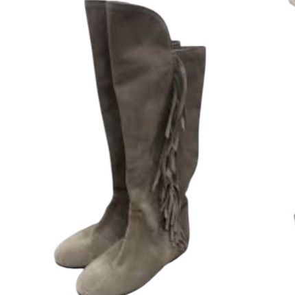 FABIO RUSCONI ファビオルスコーニ ロングブーツ フリンジ 本革 グレー系 23 5cm