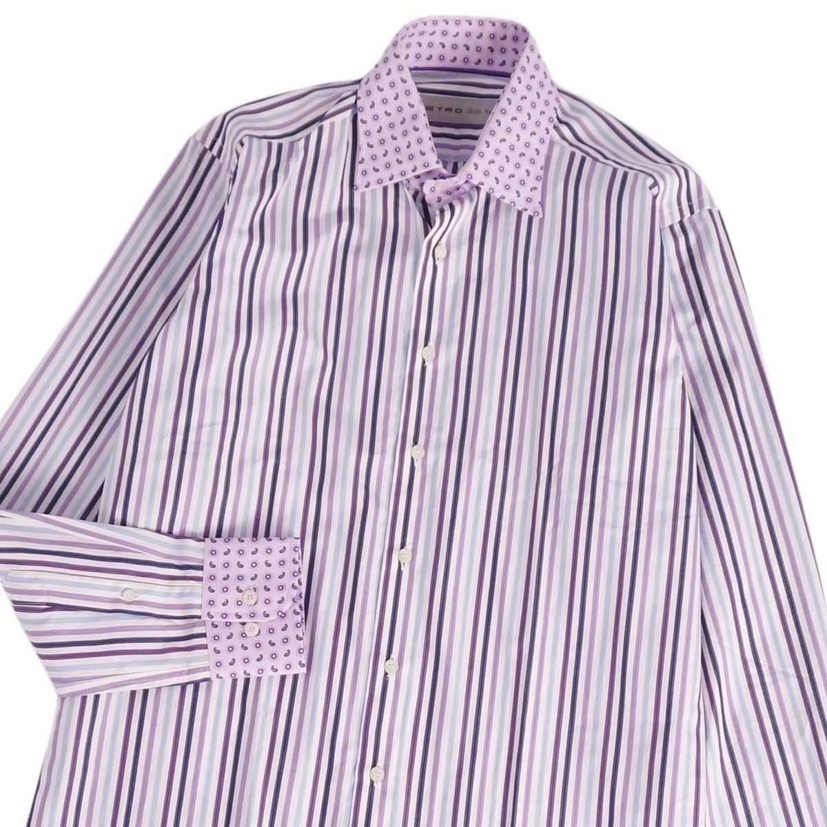 美品 エトロ ETRO シャツ ロングスリーブ ストライプ ペイズリー 美品 エトロ ETRO シャツ ロングスリーブ ストライプ ペイズリー