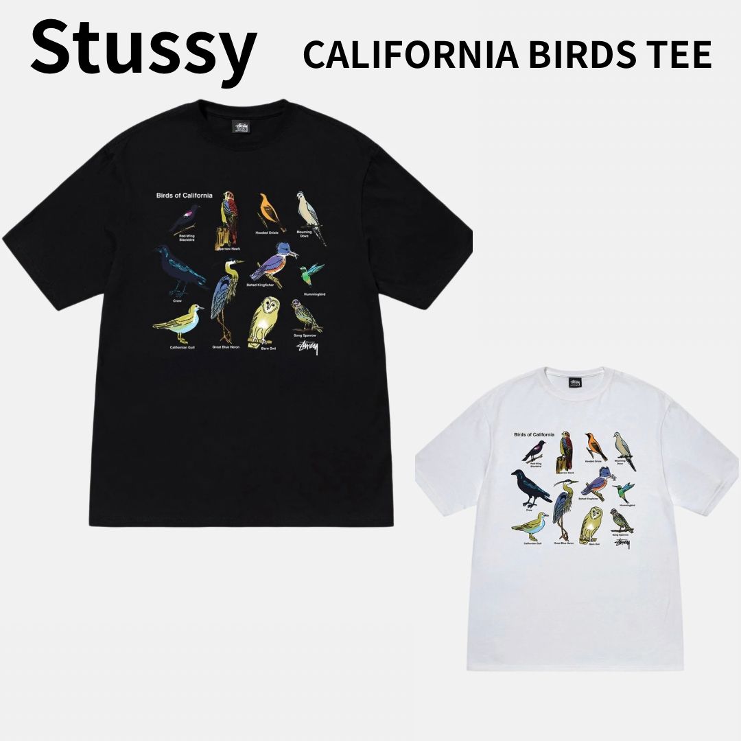 完売品 stussy CALIFORNIA BIRDS TEE ブラック M 黒 ホワイト 白 white 