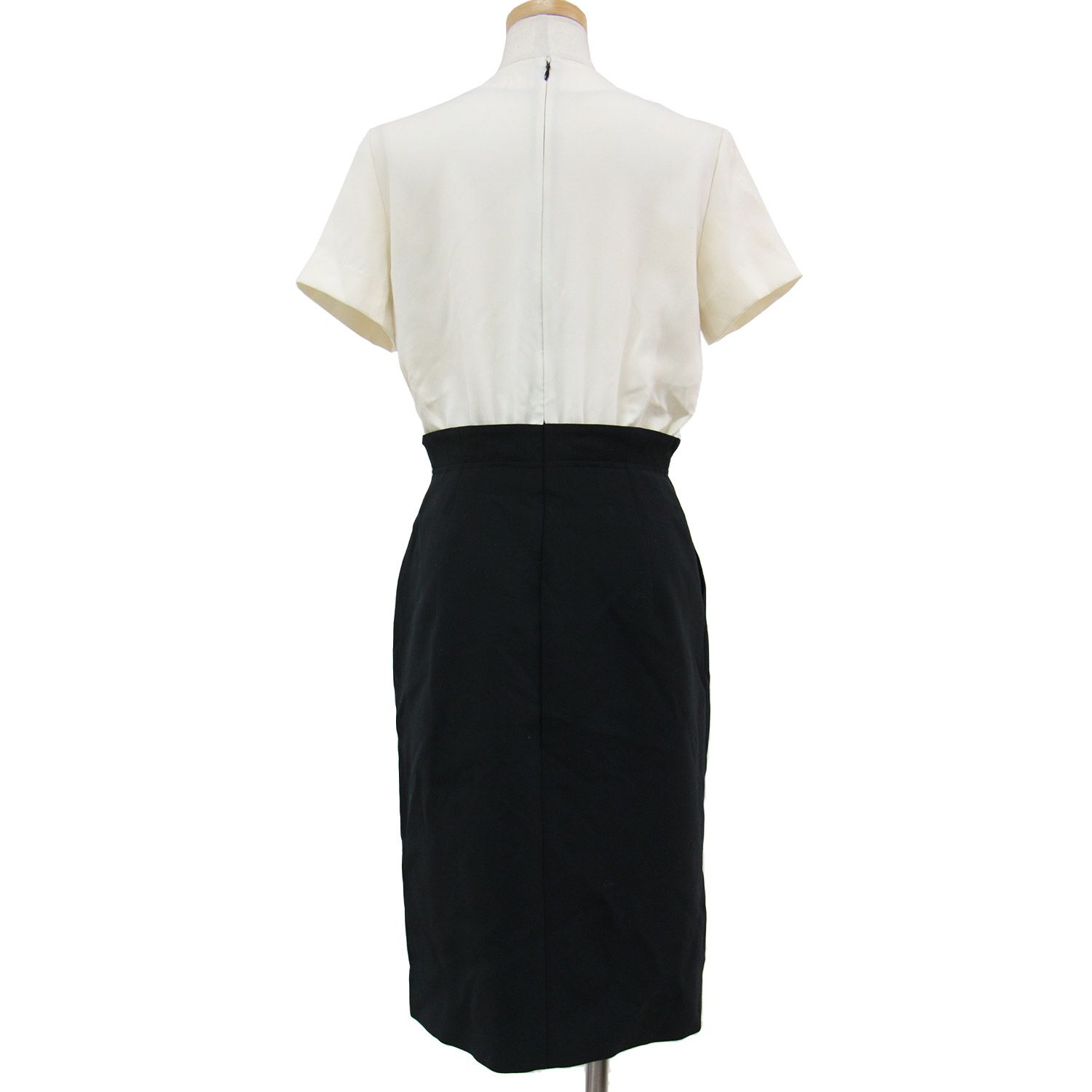 ヨーコチャン ワンピース ミディ丈 半袖 タイト ドッキング ハイ  