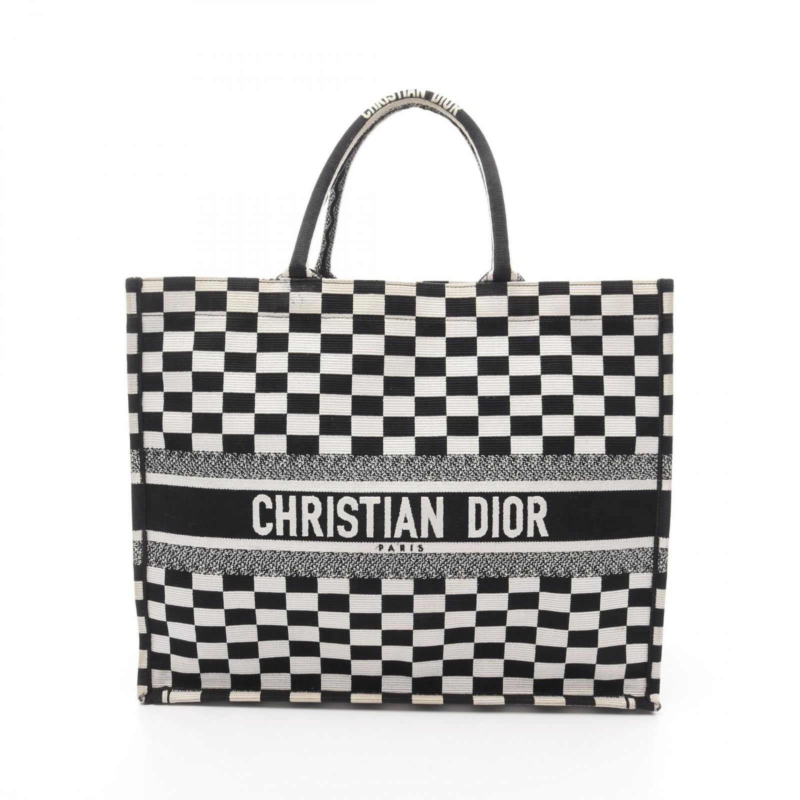 ディオール Dior トートバッグ BOOK TOTE ブックトート ラージ 50-MA-0128 ブラック|ホワイト キャンバス ブックトート ラージ レディース Used B