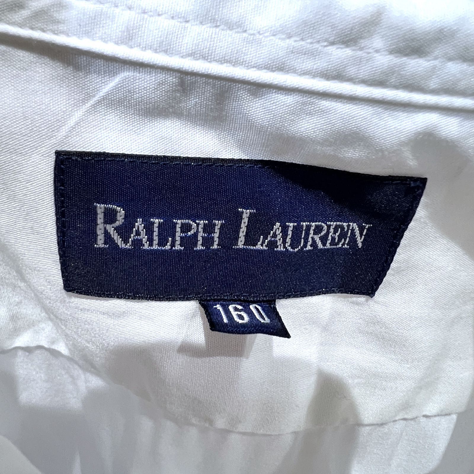 ラルフローレン　長袖シャツ　白　ポニー刺繍　ワンポイント　ブラウス　160/84 ラルフローレン 正規 長袖シャツ 白 ホワイト 160 日本製 ポニー