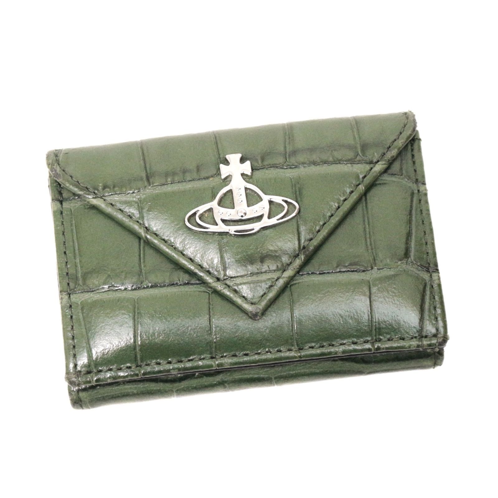 ダークグリーン レザー三つ折り財布 Vivienne Westwood