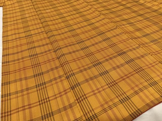 平和屋着物○本場黄八丈 まるまなこ 紬 格子 正絹 逸品 AAAW9093zg