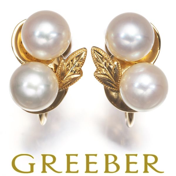 1803 ミキモトパールイヤリングK18YGイエローゴールド6.9mm