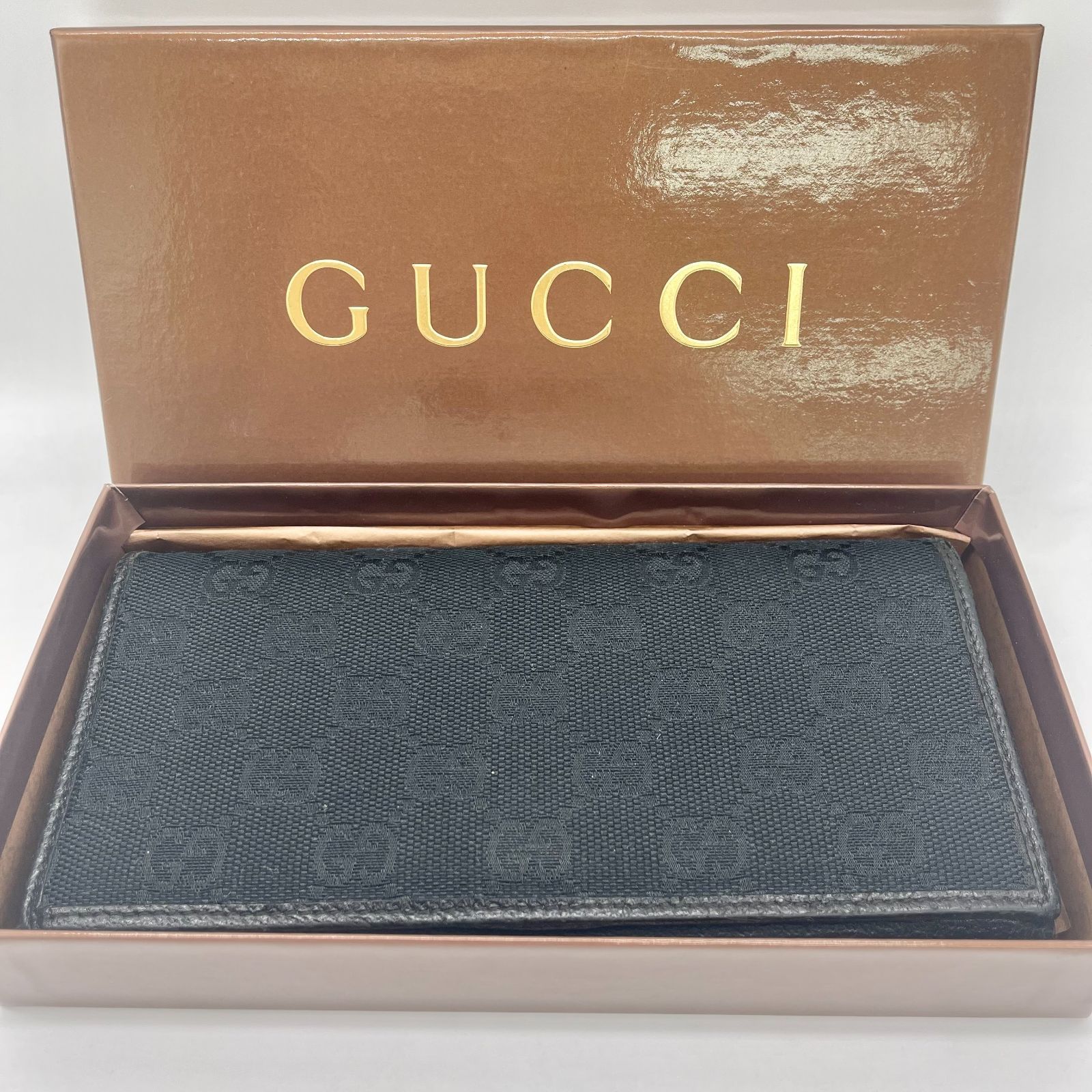 GUCCI GGキャンバス　長財布　2つ折り財布 グッチ　1117-② GUCCI グッチ 118377 2067 GGキャンバス×レザー 二つ折り長財布 - メルカリ