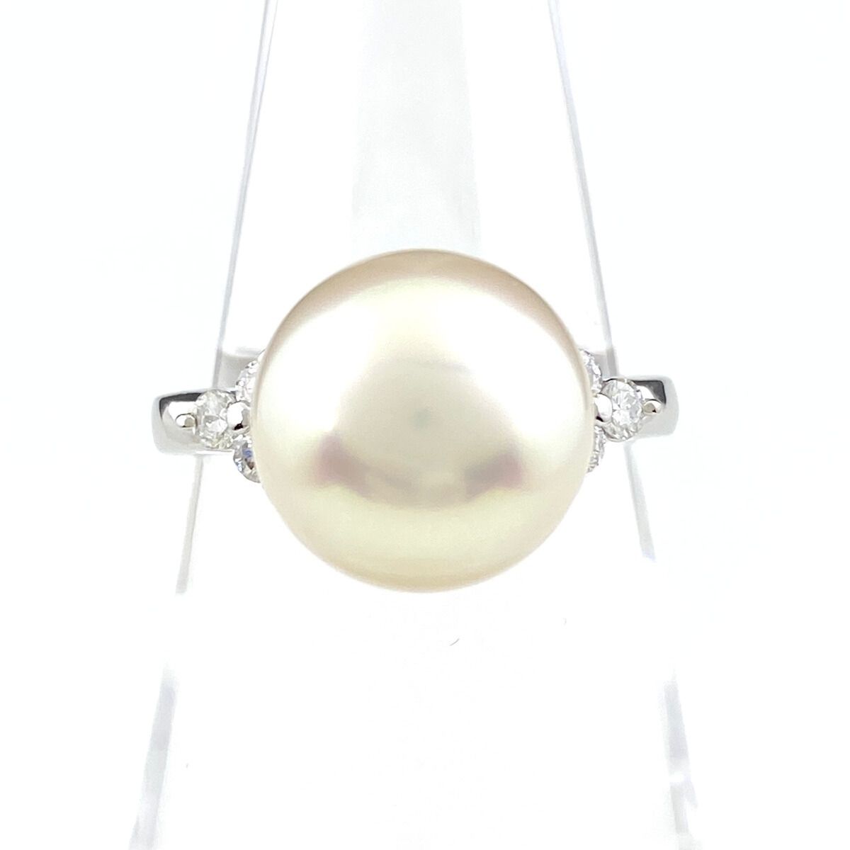 パール デザインリング プラチナ 指輪 メレダイヤ 真珠 リング 11.5号 Pt900 パール ダイヤモンド レディース