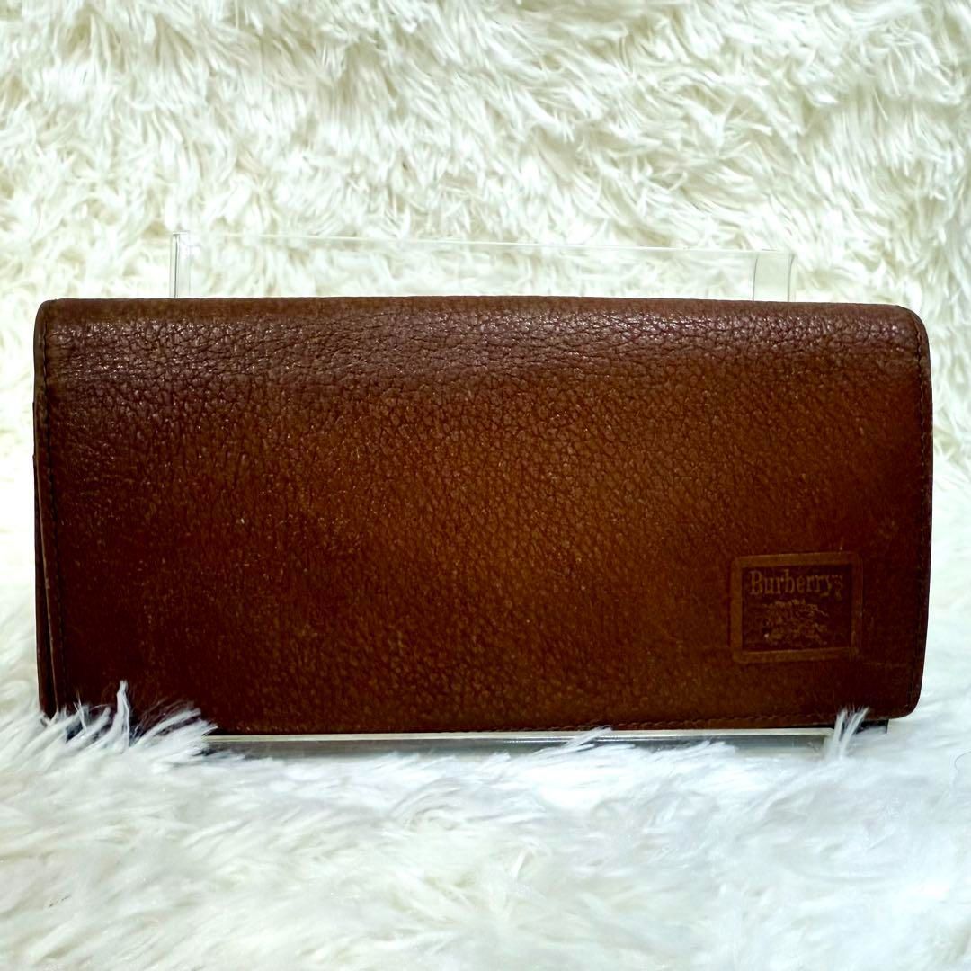 Burberrys バーバリーズ 二つ折りレザー長財布 フラップロゴ型押しノバ  