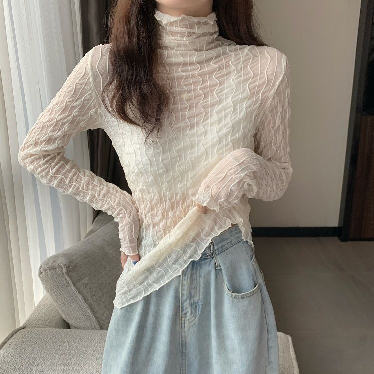 【24SS NEW】DOLCE & GABBANA/ フリルネック シースルートップス シアータートル シースルー レディース シアートップス